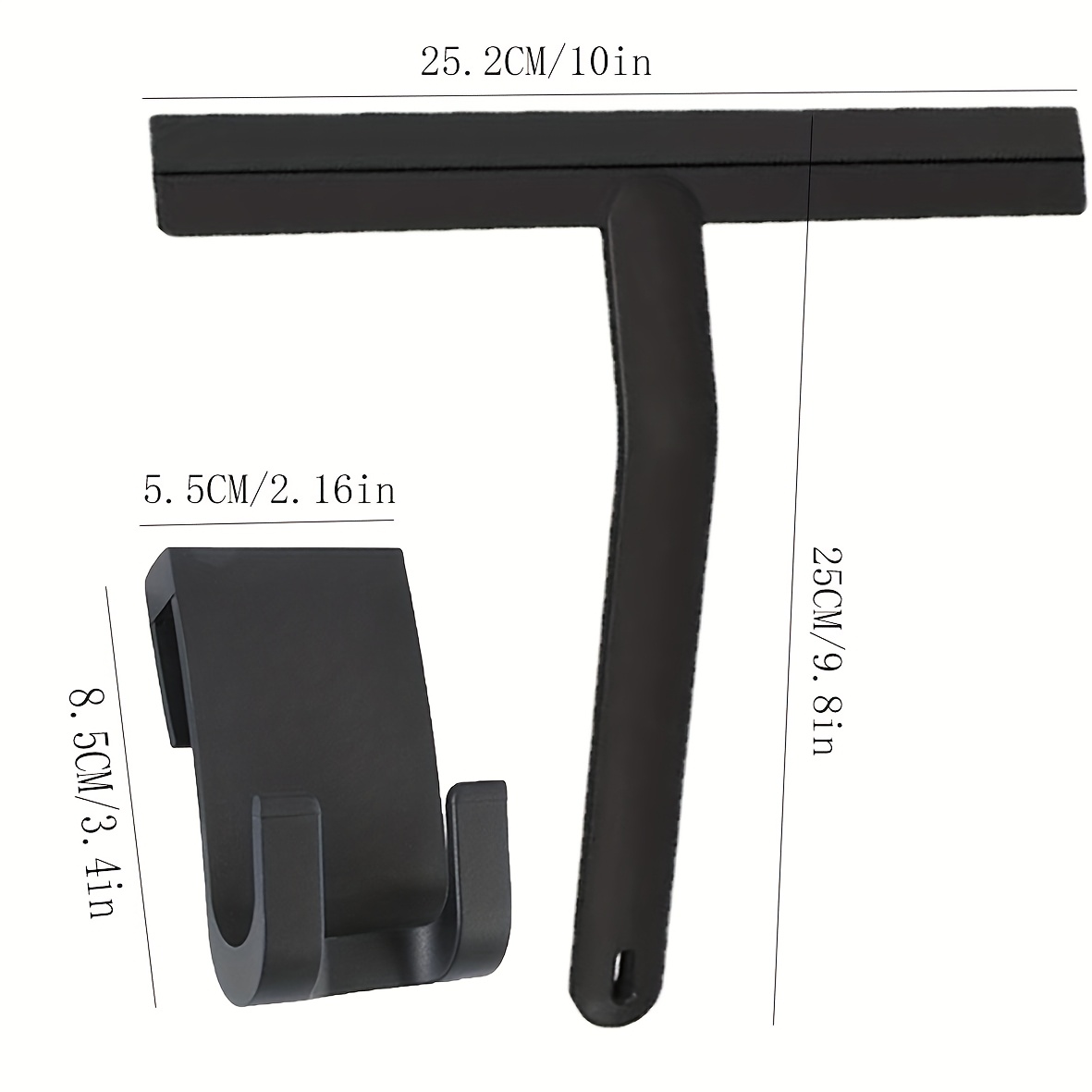 TEMU 10inch Shower Door Glass Scraper With S Hook, Suitable For Bathroom Glass Demisting, Wall Dewatering, Car Glass Cleaning, Yacht Glass Cleaning,