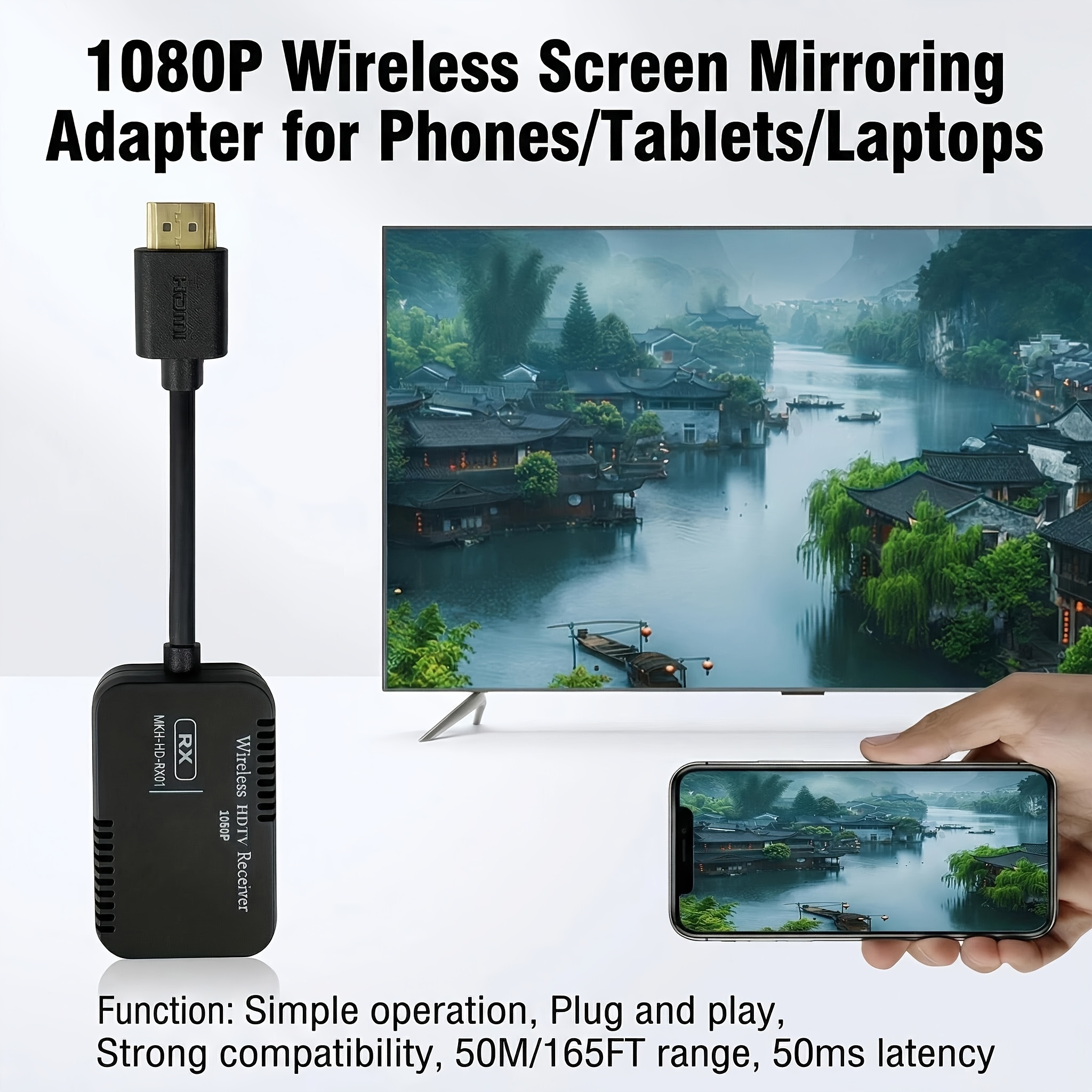 1080p wireless hddv dongle   screen mirroring for phone laptop to tv projector no subscription works with   and   win    
