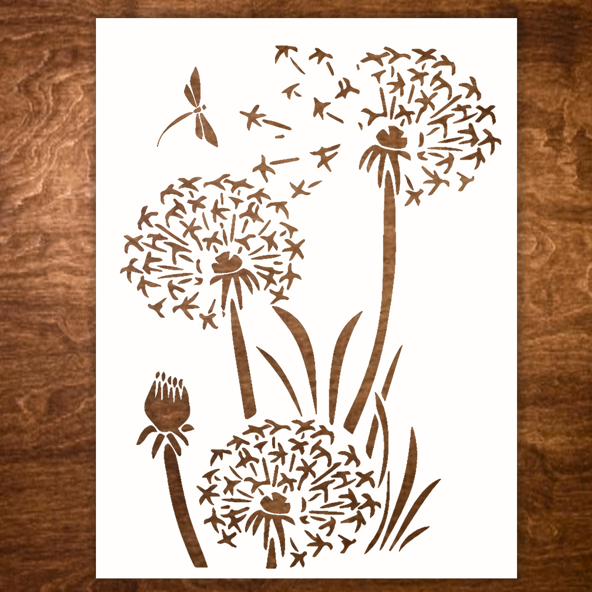 Dandelion Stencil Painting On Walls, 8..7 Inches Floral Painting Template , Reusable Pattern For Decorating On Canvas