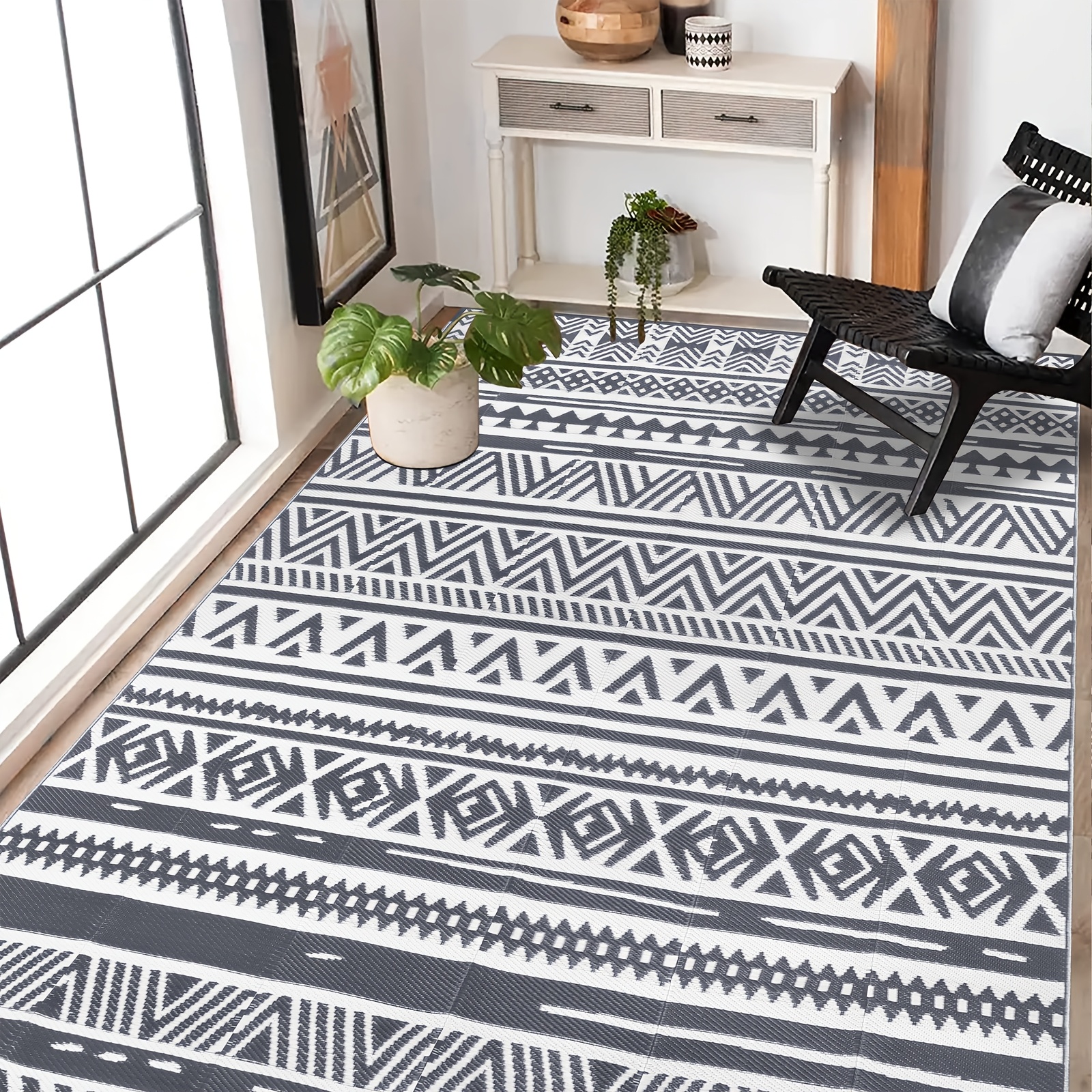 Large Outdoor Rug 240 Cm Reversible Garden Rugs Mat Plastic Straw Rug Uv Resistant Camping Mat Patio Rugs For Rv, Backyard, Picnic, Balcony, Deck