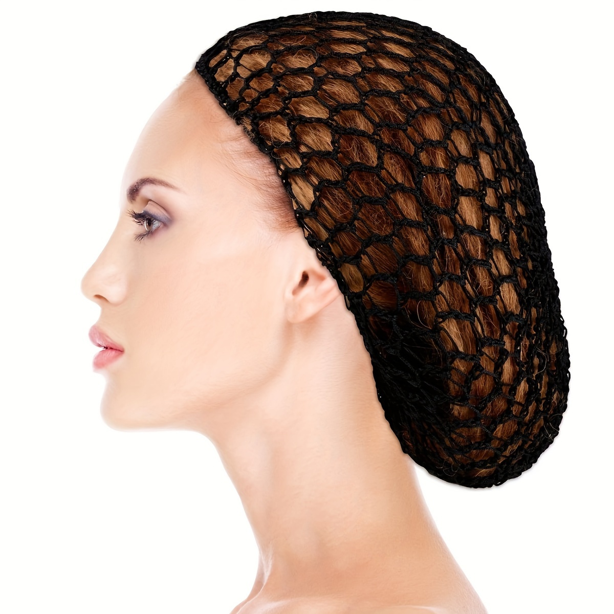 Image of 1pc Crochet Hair Tie, Updo Hair Net, Mesh Woven Bonnet, Shower Hair Cap, Hair Net Cap, Hair Accessory