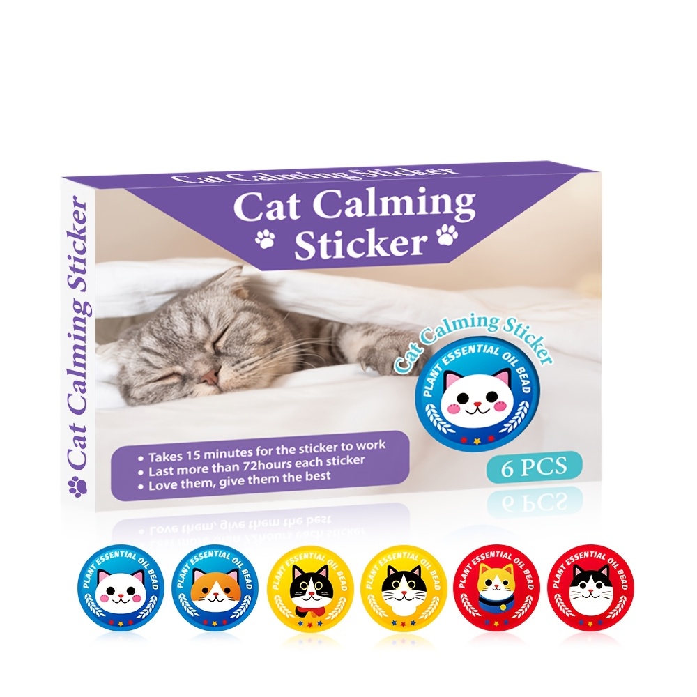 Image of 6pcs Cat Pheromone Calming Patches. Pet Harness-compatible Calming Stickers. Suitable For Multiple . Essential For Home And Outdoor Use. Applicable For Car Rides, Outdoor Trips And Travels