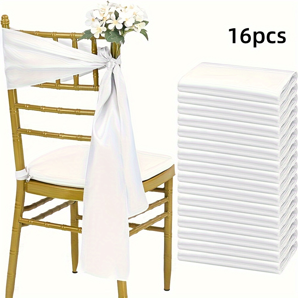 8/12/16pcs 17 X 275cm Satin Bow Chair Sashes Universal For Wedding, Restaurant, Banquet, Party, Hotel Events