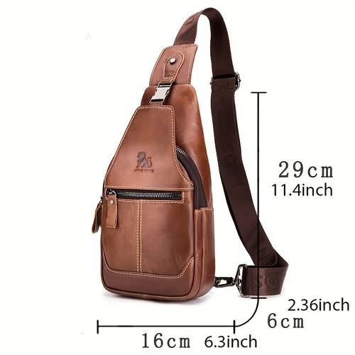 genuine leather chest bag for men women multi pocket crossbody sling bag with adjustable strap lightweight for daily casual crossbody purse secure zipper closure