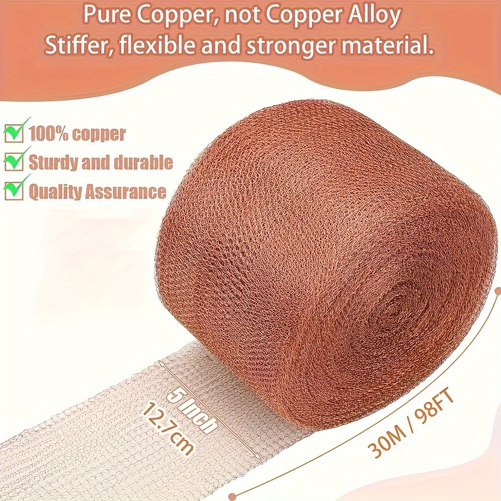 30m Copper Wire Mesh For Rodent-proof Bats, Garden Protection Plants, Round Disc Shape, Pest Deterrent Mesh | Garden Mesh Cover | Durable Garden Mesh