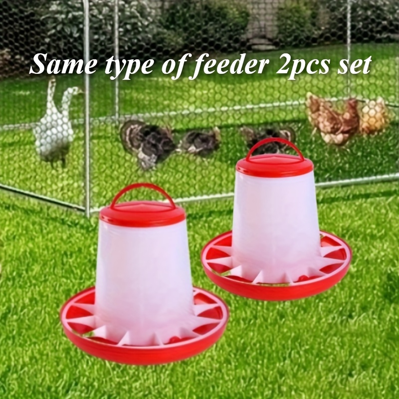 TEMU Chicken Feeder And Waterer Set, 2 Pack 2.5l Poultry Feeders And 2 Pack 3l Chicken Waterers, Automatic Plastic Feeding Water Container For
