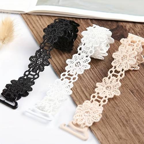 3 pairs lace flower decorated bra straps adjustable multi functional anti slip shoulder bands suitable for womens lingerie and bra additions