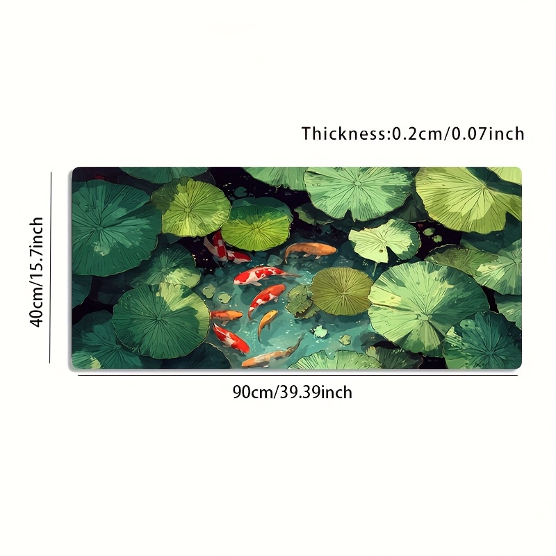 TEMU 1pc Multiple Sizes Gaming Mouse Pad, Koi For Lotus Leaf Fresh Pattern, Non-slip, Large Size Desk Mat Desk Accessories, Computer Decoration