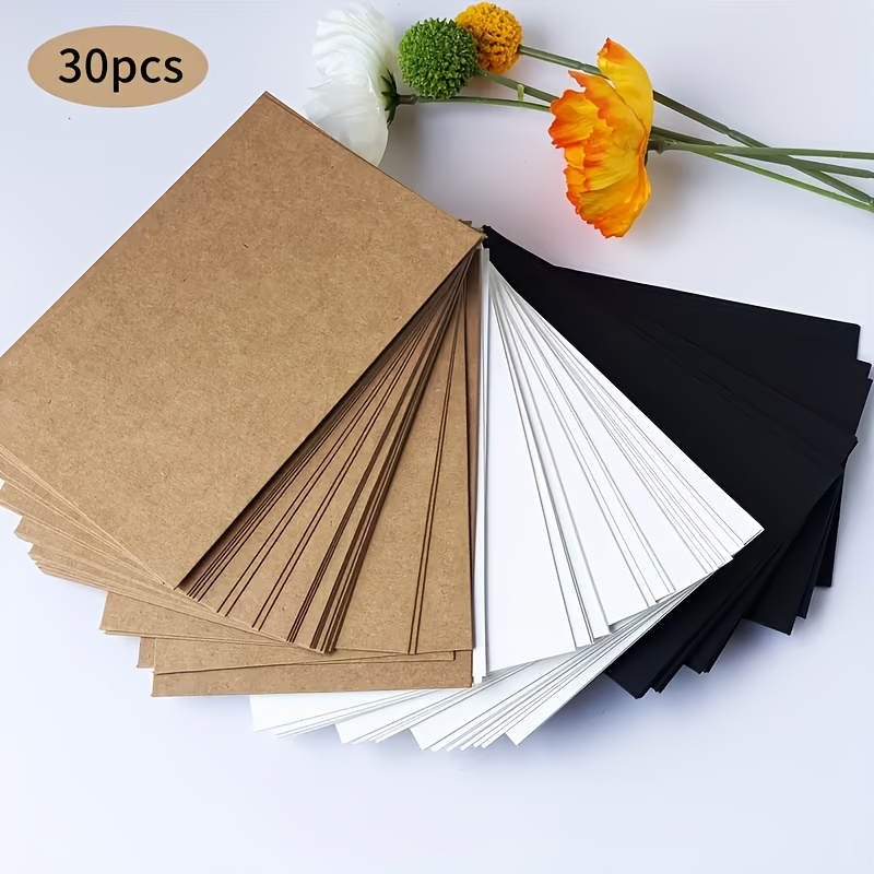 TEMU Unlimited - 3 Colors 30pcs Blank Postcards, For Greetings, Double-sided Craft Paper Cards, White, And Black, For Greeting Cards And Scrapbooking
