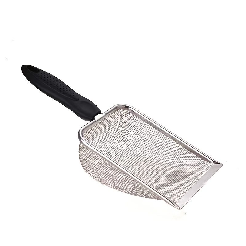 TEMU An Oversized Stainless Steel Cat - A Sturdy Waste Shovel With A Wide Filtering Surface For Sifting - The Perfect Tool For Cleaning Cat Litter Boxes
