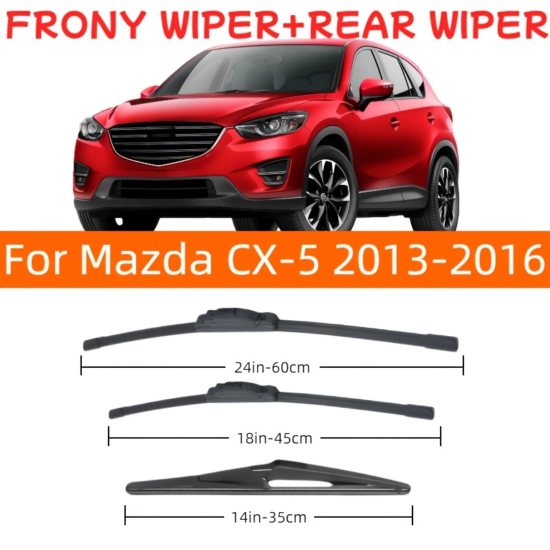 E-shop Ersatz-Windschutzscheibenwischer für Mazda Auto 2013-2016, Größen 24'' und 18'' und 14'' - 60Cm und 45Cm und 35Cm, Ganzjahres-Satz für vorn und