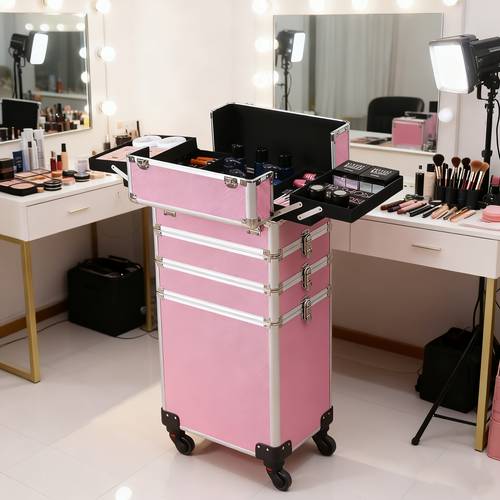 4in 1 aluminum cosmetic makeup case tattoo box pink