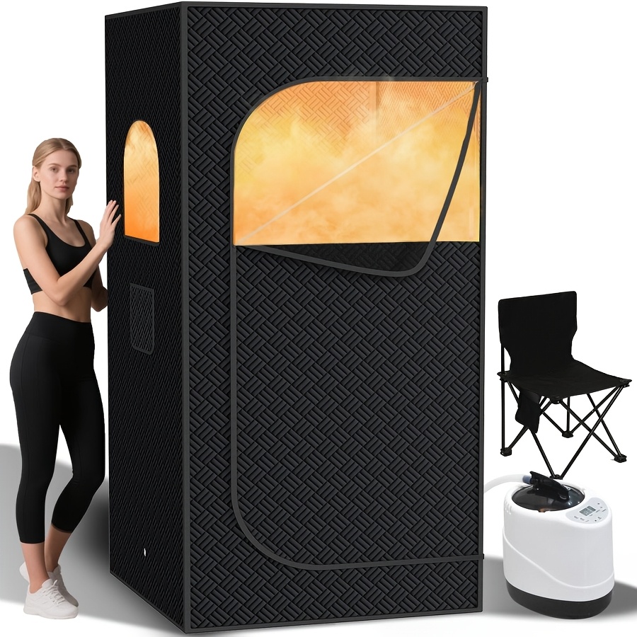 TEMU Portable Steam , Portable Sauna For Home, Person Sauna Tent At Home Spa With 2.6l & 1500w, Remote Control, Folding Chair, Home Sauna For Gym, Pilates, Garage, Hot Tub