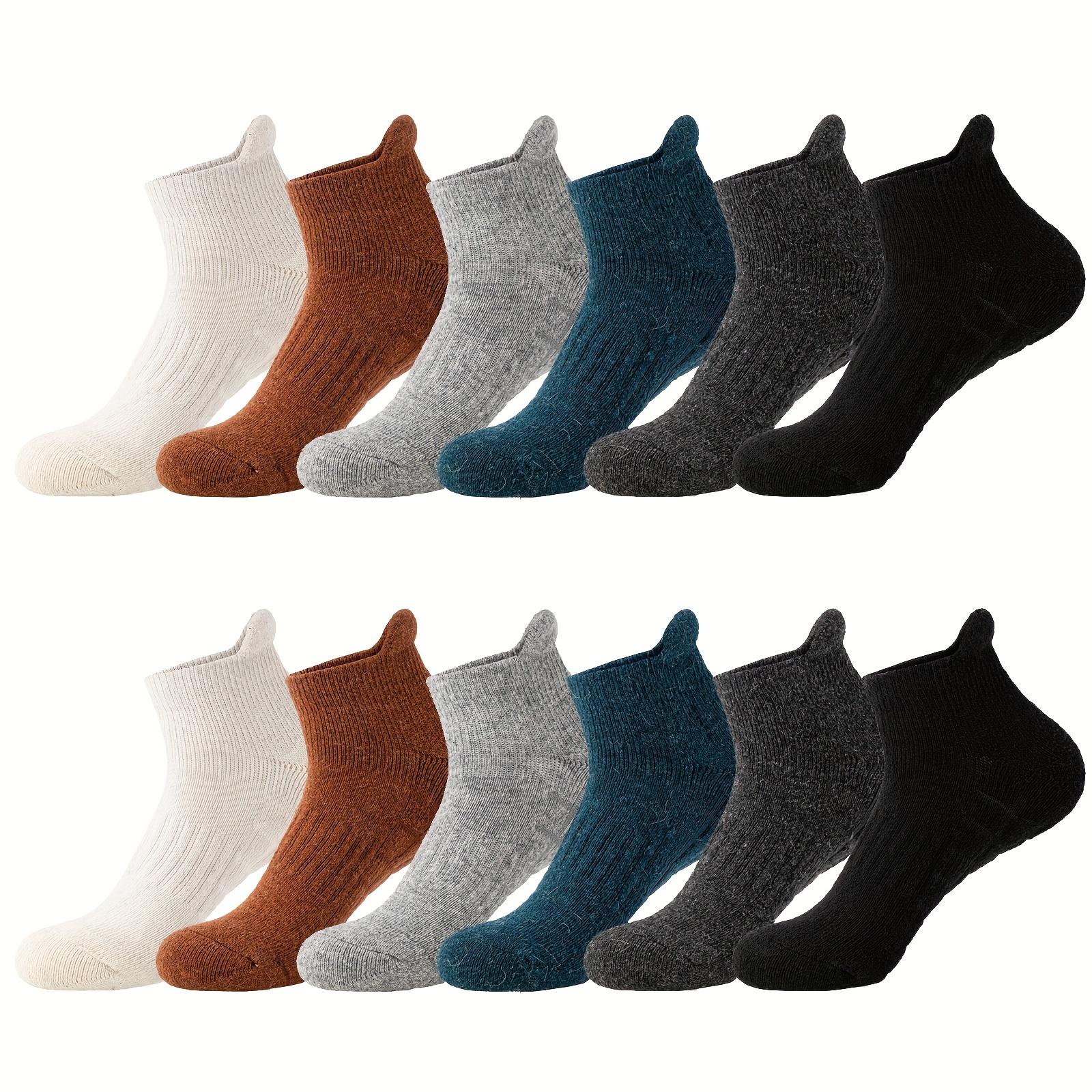 

12 Pairs Of Hiking Running Ankle Wool Wool Socks For Men And Women Support Sweat Absorbing Breathable Thick Cushion Low Cut Invisible Socks For Festival Gift Sock