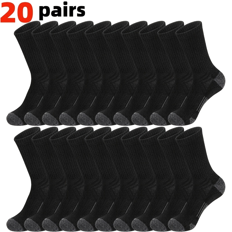 TEMU 20 Pairs Elastic Mid-calf Sports Socks, Breathable Men's Sports Socks In Random Styles, Snug-fitting Socks, Unisex Socks Suitable For ; Mid-calf