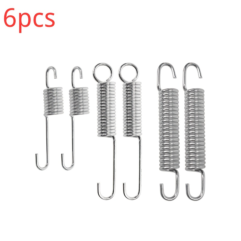 TEMU 6pcs, Silvery Metal Motorcycle Side Kickstand Springs Universal Steel Springs Replacement For Stand Spring Bicycle Mini Bike Electric Scooter