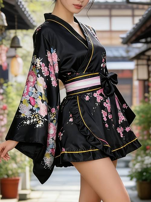 japanese traditional cosplay outfit for women formal japanese kimono yukata sleep robe shortened modified traditional kimono cosplay anime photoshoot performance homewear and short skirt ramadan apparel