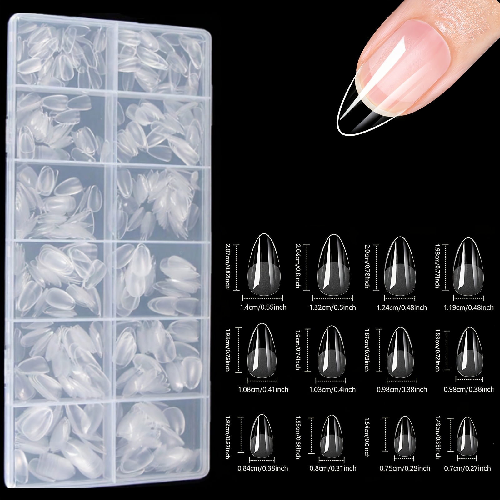 TEMU 600 Almond-shaped False Nails, Semi-matte Short, Fully Adhesive, Seamless Diy False Nails, Detachable False Nails.