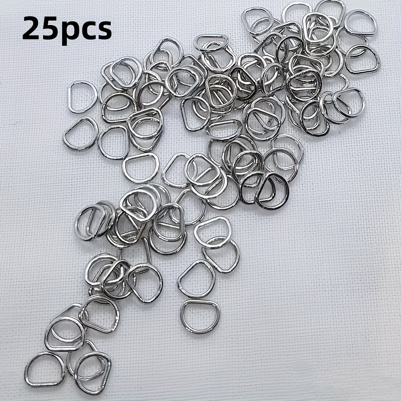TEMU 25pcs Anelli a D Mini 6�5mm, 4 Colori, Piccoli Ganci, per Progetti di Cucito di Abiti per Bambole, Accessori per Mini Decorazioni