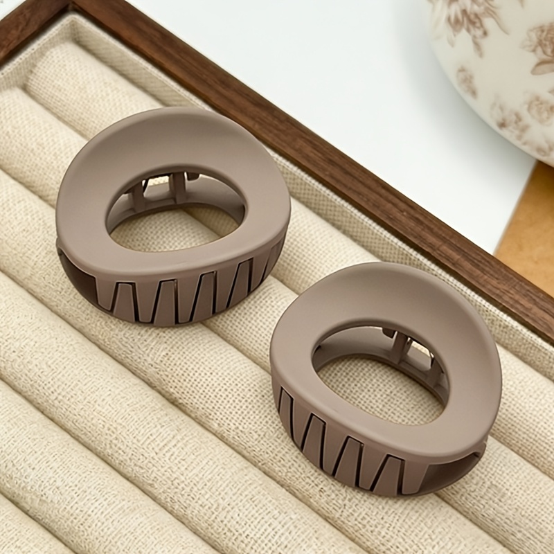 TEMU 2pcs Matte Round Hair Claw Clip, High Crown Lazy Hair Bun Claw Clip, Women's Shark Clip For The Back Of For Half-up Hairstyles, Versatile Hair