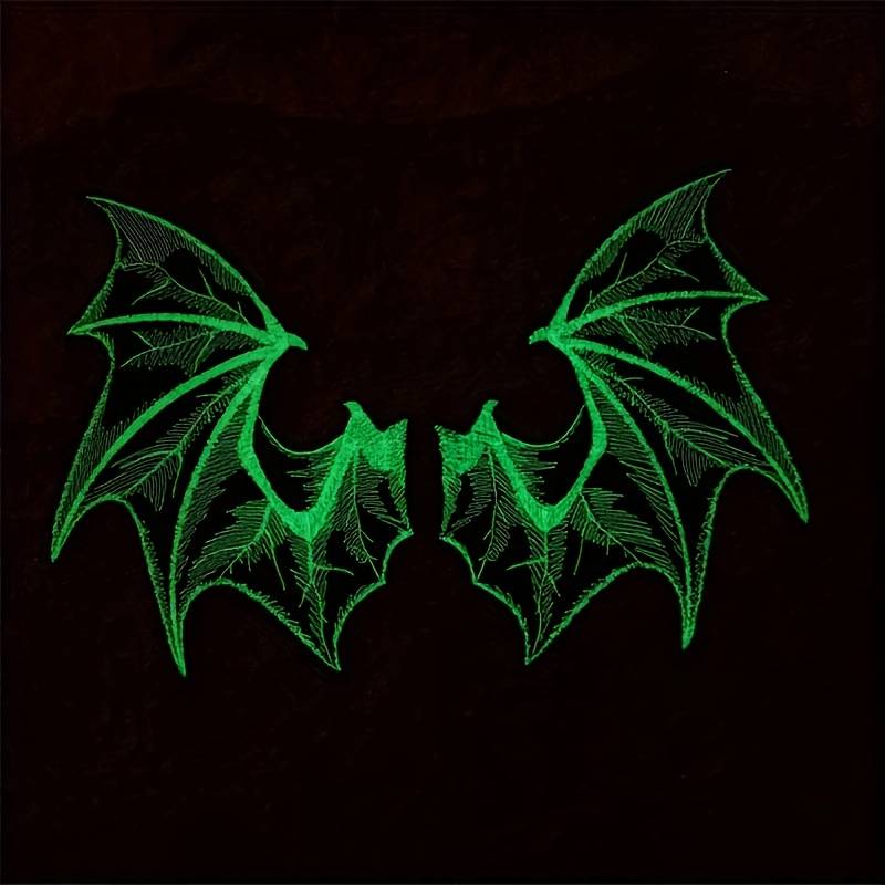 Black Bat Embroidered Iron-On Patch - Halloween Applique For DIY Crafts & Clothing