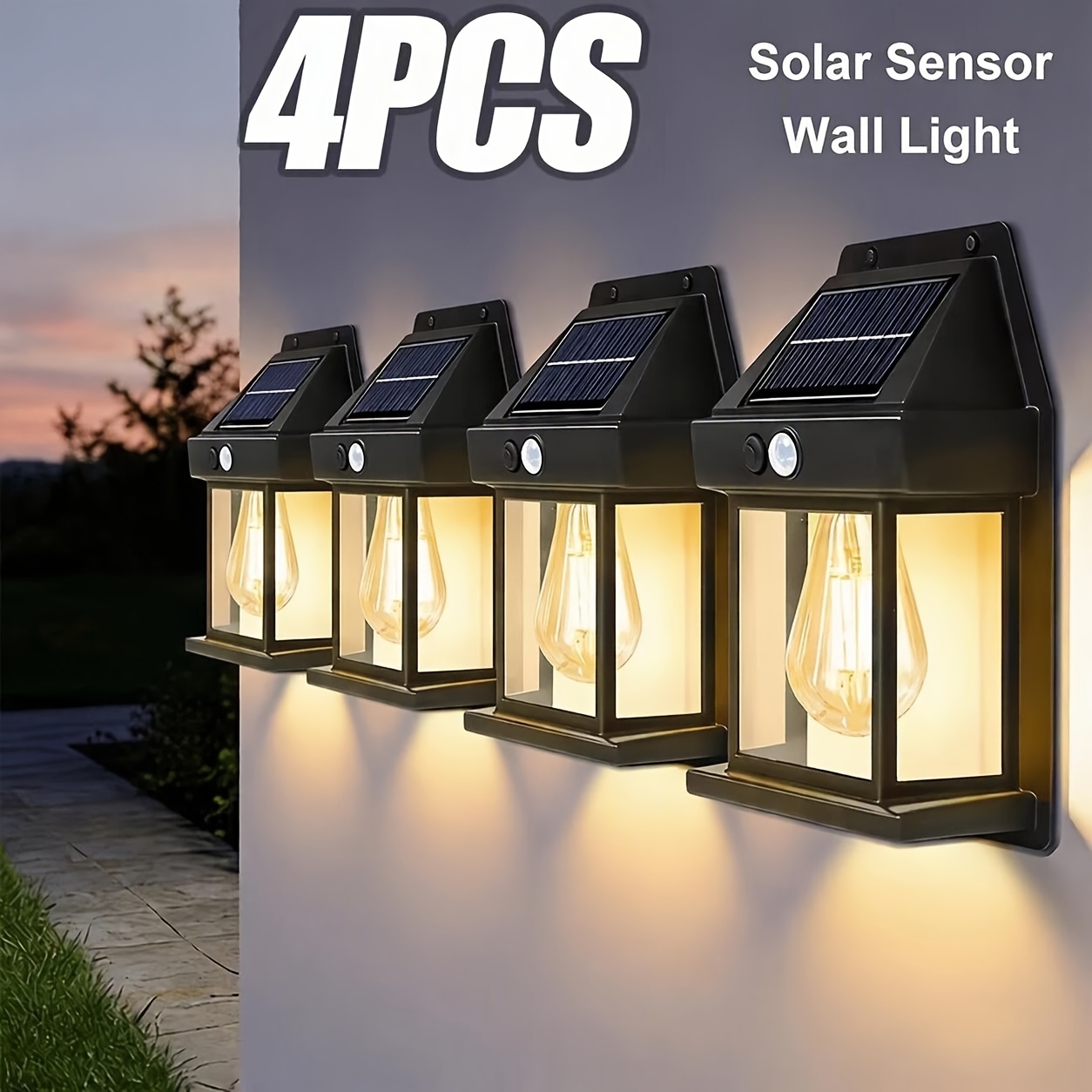 TEMU Outdoor Solar Light, Exterior Wall Light, Ip55 With Sensor, , Automatic From , Suitable For Courtyards, Gardens, Patios, Fences, And Exterior