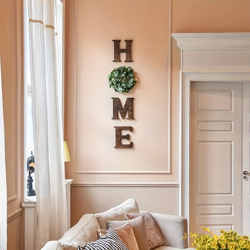 

Rustic Farmhouse Decor - Wooden Letter Sign With Floral Wreath For Living Room, Entryway & Kitchen