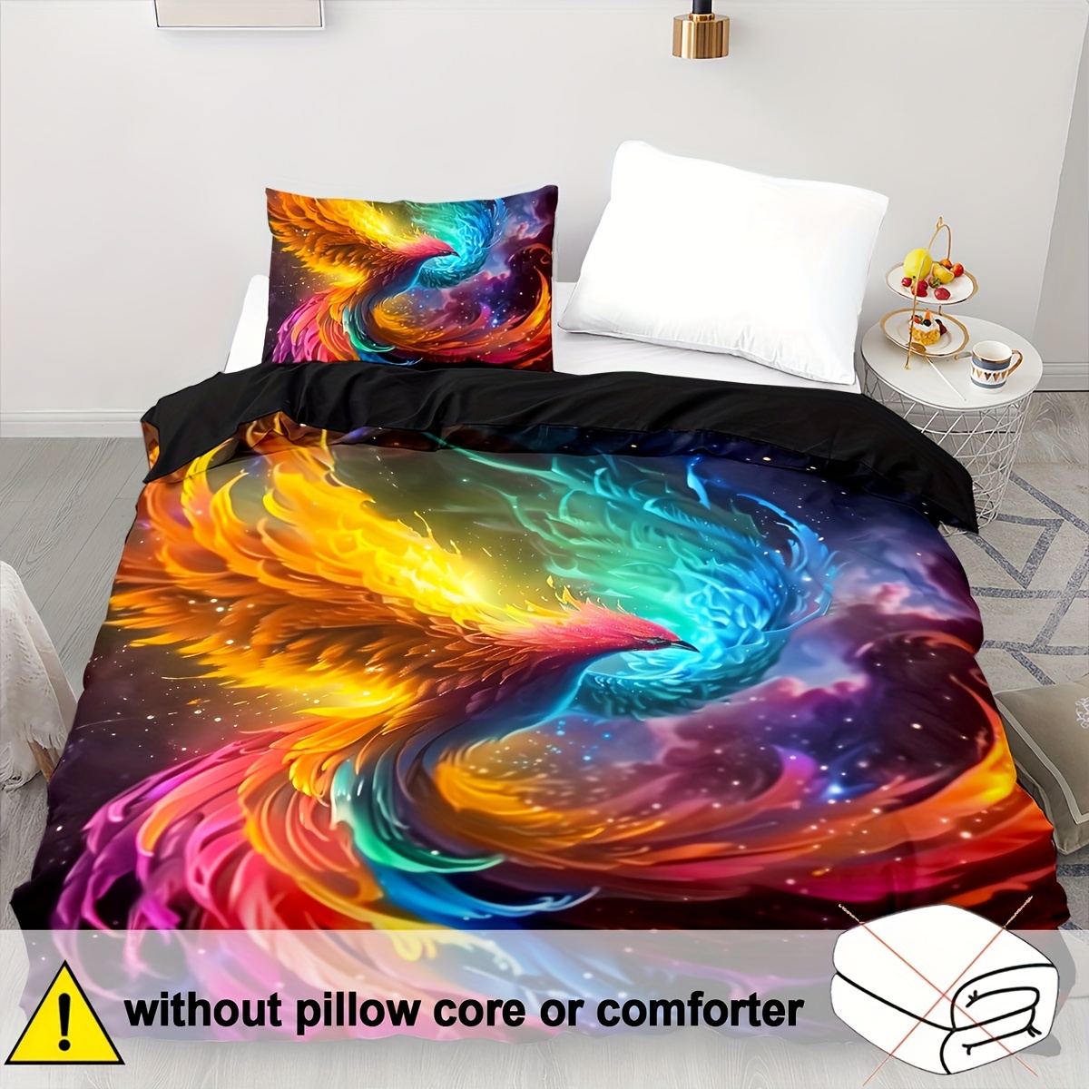 TEMU 2/3pcs Duvet Cover Set, Soft And Comfortable, Phoenix Duvet Cover Twin, Duvet Cover Set Twin Size Phoenix Rainbow, Phoenix Bedding Twin Bed Set,