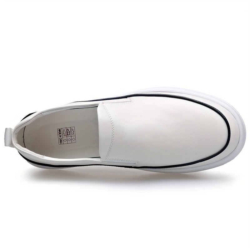 Men'S Plus Size Slip-On Loafers - Soft White Faux Upper, Non-Slip Rubber Sole, Black Stitching, Comfortable for Casual Attire & Vacation, Everyday Shoes | Neutral Shoe Look | Synthetic Cover Shoes, Dressy Shoes