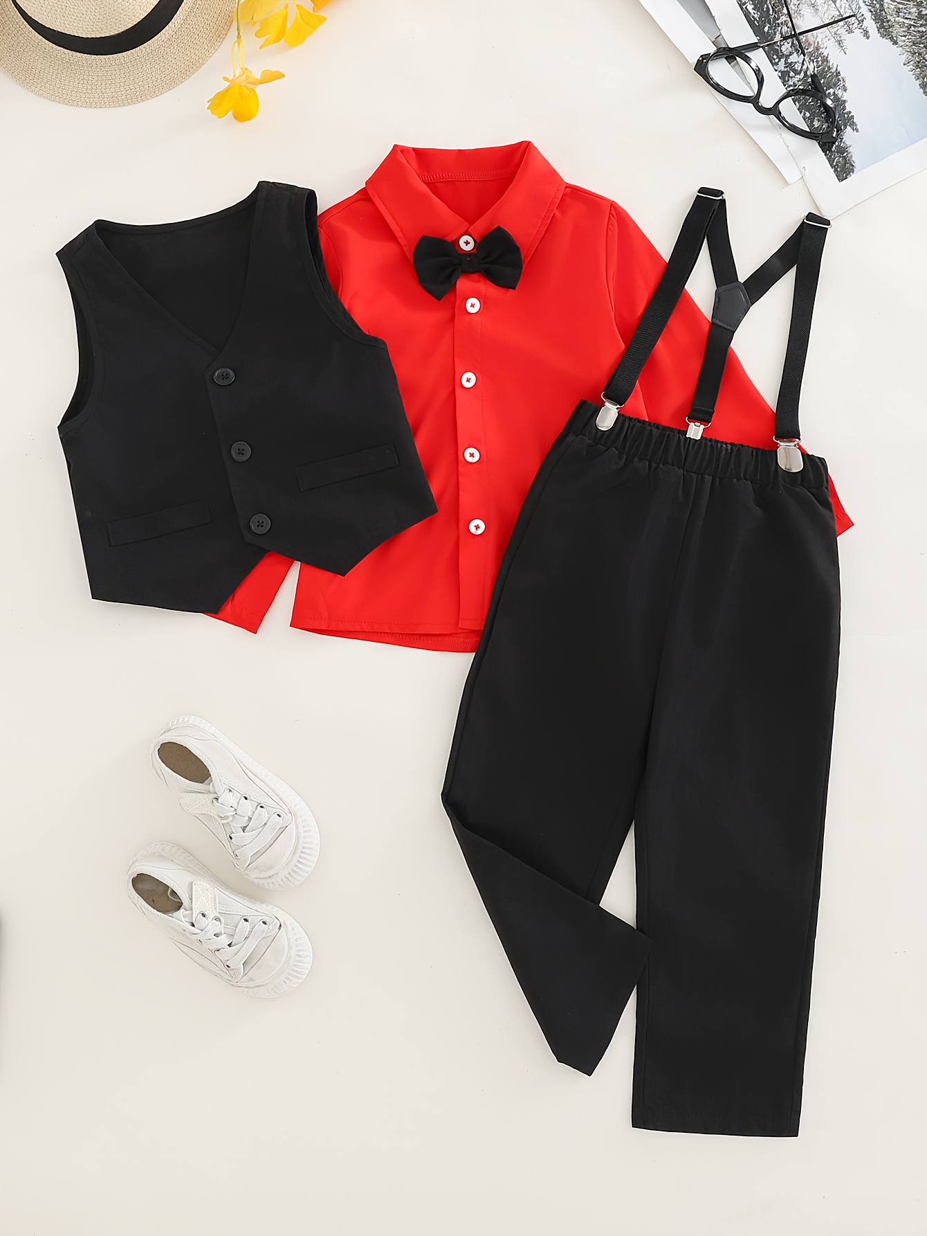 a suit set a featuring a red long sleeved - Temu Oman