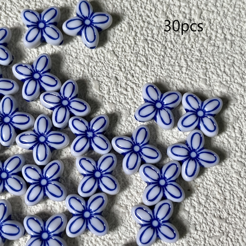 TEMU 30pcs Acrylic 16mm And Porcelain Bead Strands Necklace Bracelet Bead Additions Handmade Jewelry Design Decorative Beads Beads And Bead