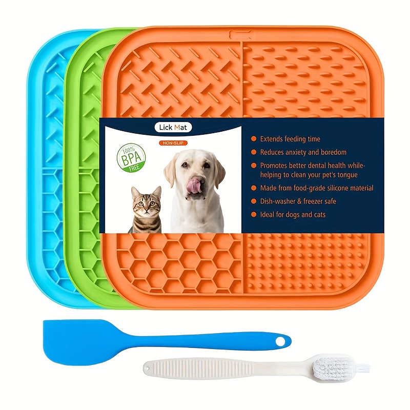 TEMU Lick Mat For 3 Pack With Suction Cups, Dog Lick Mat For Anxiety Relief, Dog Toys To Keep Them Busy, Peanut Butter Licking Pad For Boredom Reducer, Perfect For Bathing.
