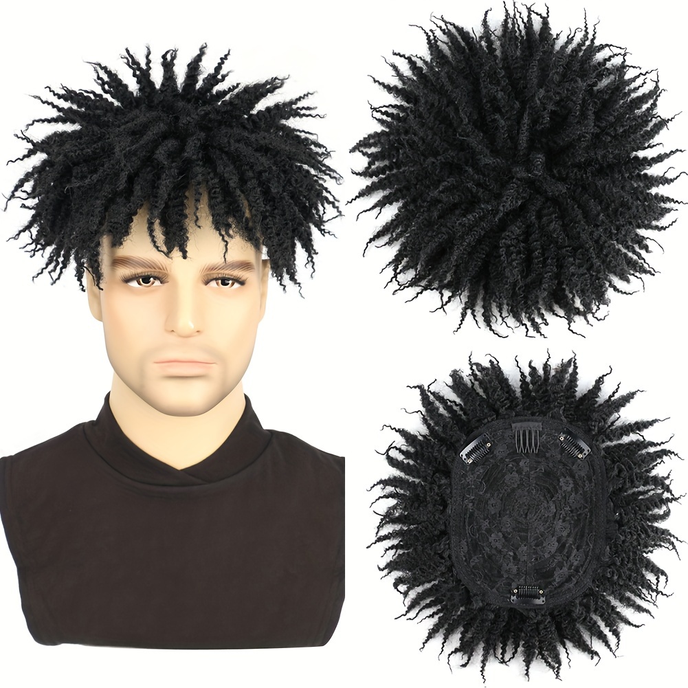 Short Afro Curly Topper Wig With Clip In Hip Hop Style Dreadlocks Half Wigs Synthetic Afro Twist Hairpieces For Women And Men