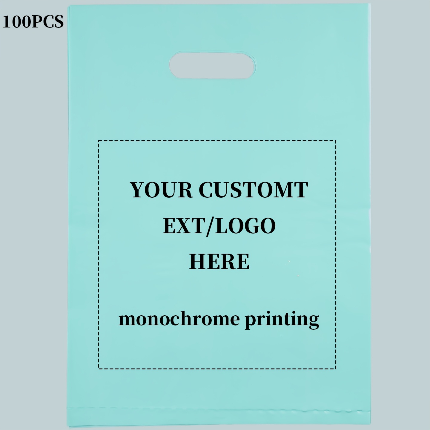100 Custom-Printed Logo Shopping Tote Bags, Durable Plastic