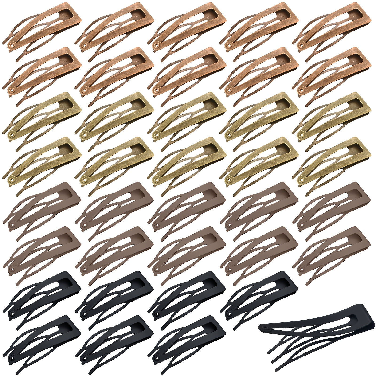 TEMU 40pcs Hair Clips, Metal Hair Barrettes For Women, Snap Clips Double Hair Clip Pins, Hair Accessories For Women, Black, Dark Brown, Red, Green