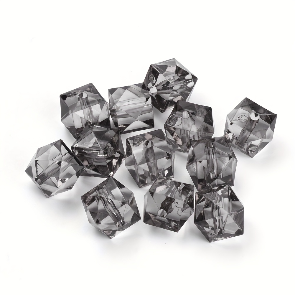 

200pcs 8mm Acrylic Cube Beads, Transparent Gray, For Making, Earrings, Bracelets, Necklaces Crafting Accessories