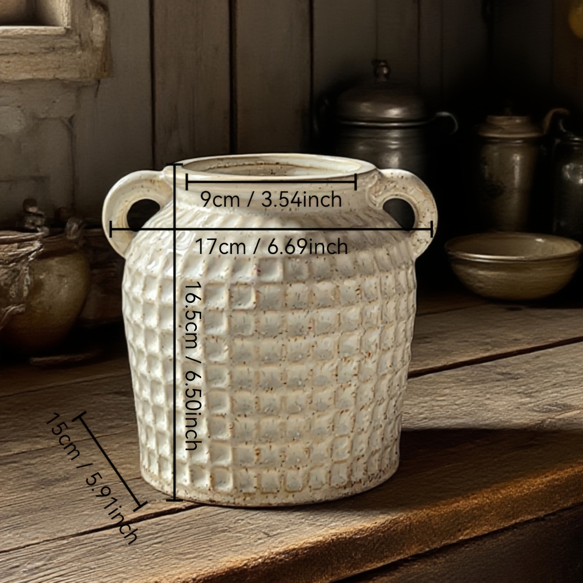 E-shop Vintage Keramik-Pflanzgefäß mit Bauch - Hochtemperatur-Ofen gebrannte Shabby Chic Runde Vase geeignet für Wasserpflanzen, Blumenvase,