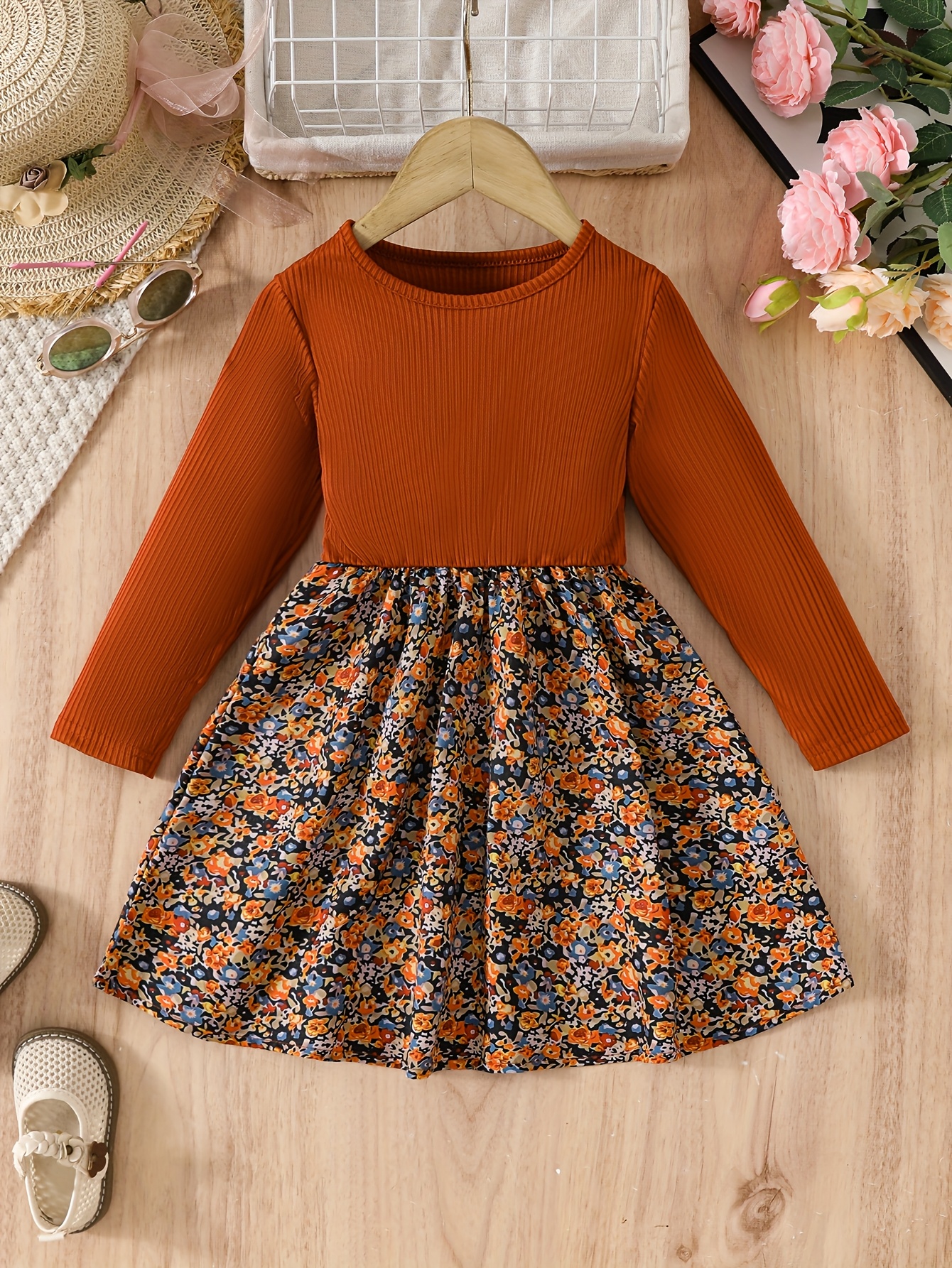 girls casual dress autumn fashion ribbed long - Temu Oman