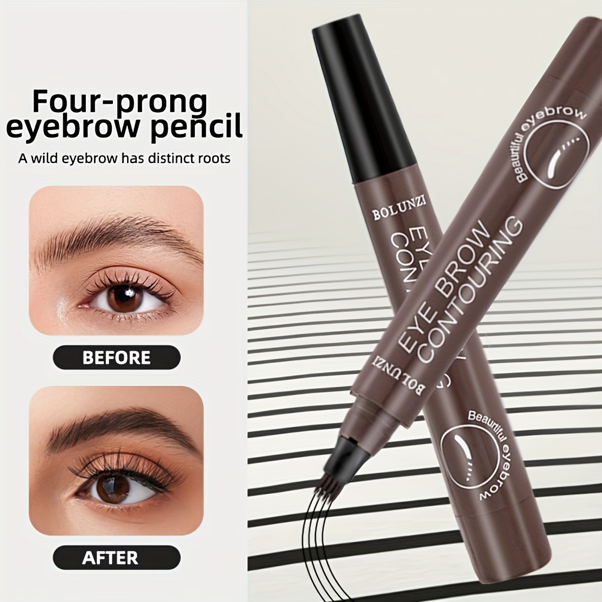 4 lápices de cejas con 2 piezas - maquillaje natural de   color, impermeable y sudorproof, diseño portátil,     en  ,     los tipos de beige  s,   para favor de boda,   para uso  ,      ,   medio, negro, cosméticos sudorproof |   natural | tamaño compacto Detalles del producto 0