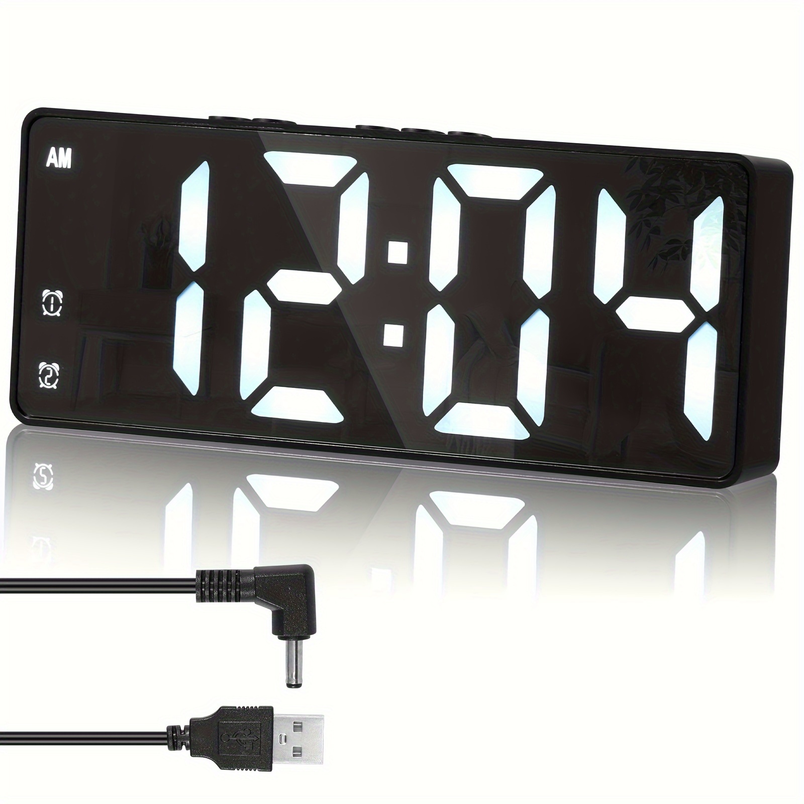 

Digital Alarm Clock Colorful Led Alarm Clock Usb/battery Operated Desk Clock With Dual Alarms 12/24h Display 3 Adjustable Brightness Voice Control Snooze Function For Home Office