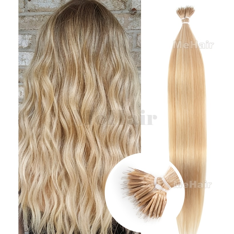 Image of Isheeny Links Micro Beads Hair Extensions Suitable For Women - Natural Straight Human Hair With 30g Micro Beads , Blonde European Hair For Volume & Length, Instant Hair Lengthening For Hair Types