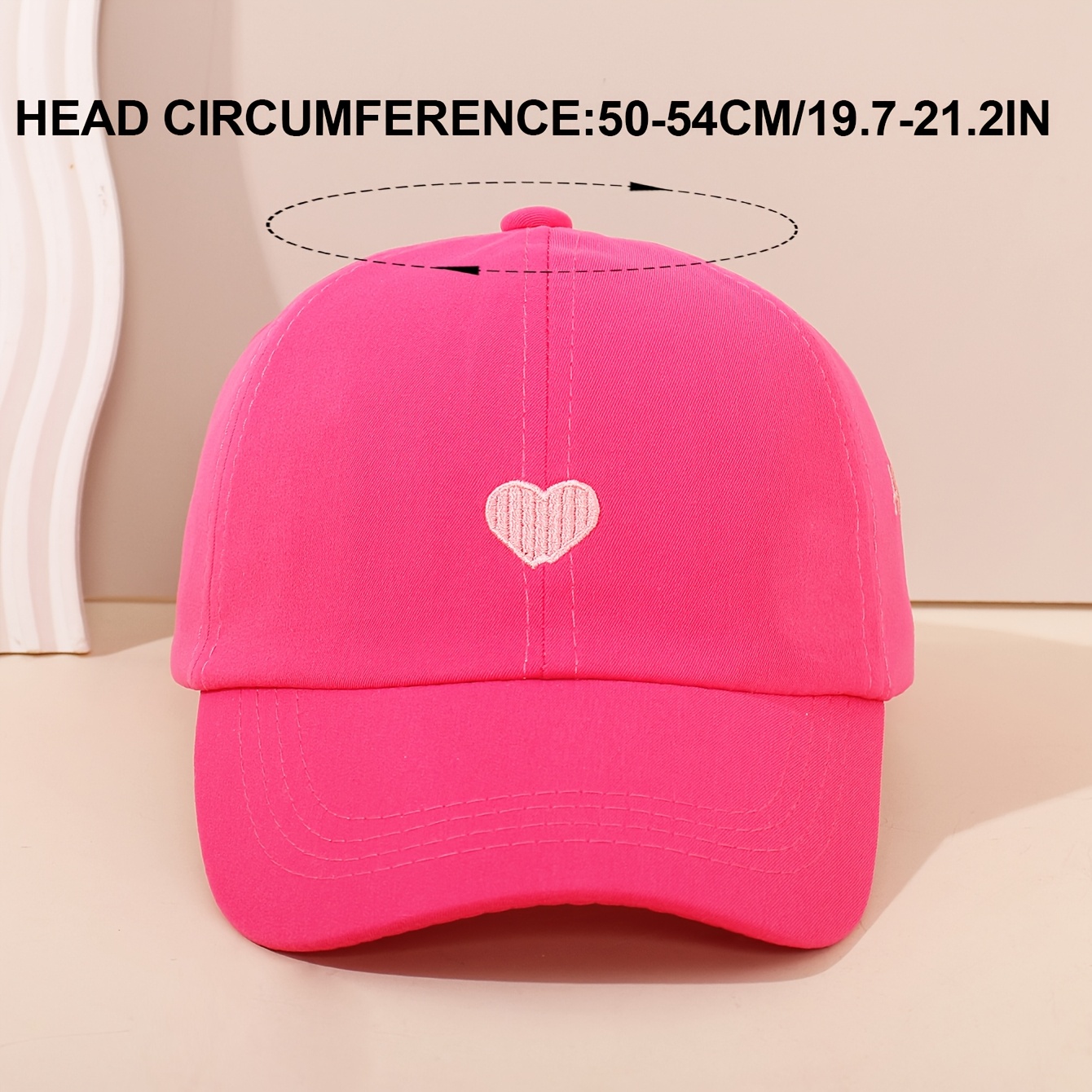 Youngsters' Breathable Baseball Cap with Heart & Letter Design - Adjustable Snapback, Machine Washable, 4-8 Years, Casual Summer Hat for Boys & Girls, Hat for Girls, Outdoor Play Accessory, Playful Youngsters' Style, Durable Youngsters'S Wear
