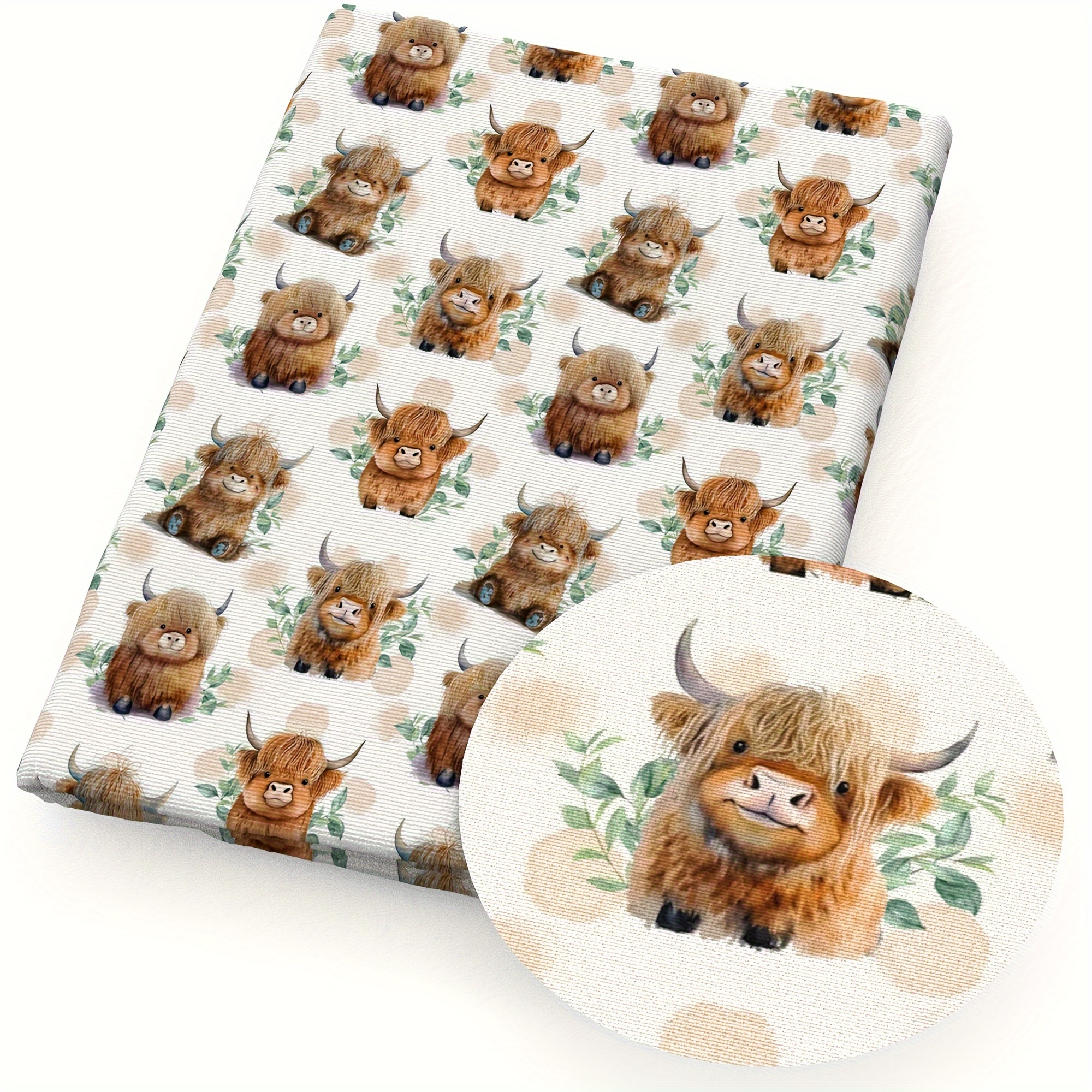 1pc 57x19.68inch Flower, Floral Animals Cows Series Pattern Quilting Fabric Polyester Craft Handmade Fabric Precut For Handmade Craft
