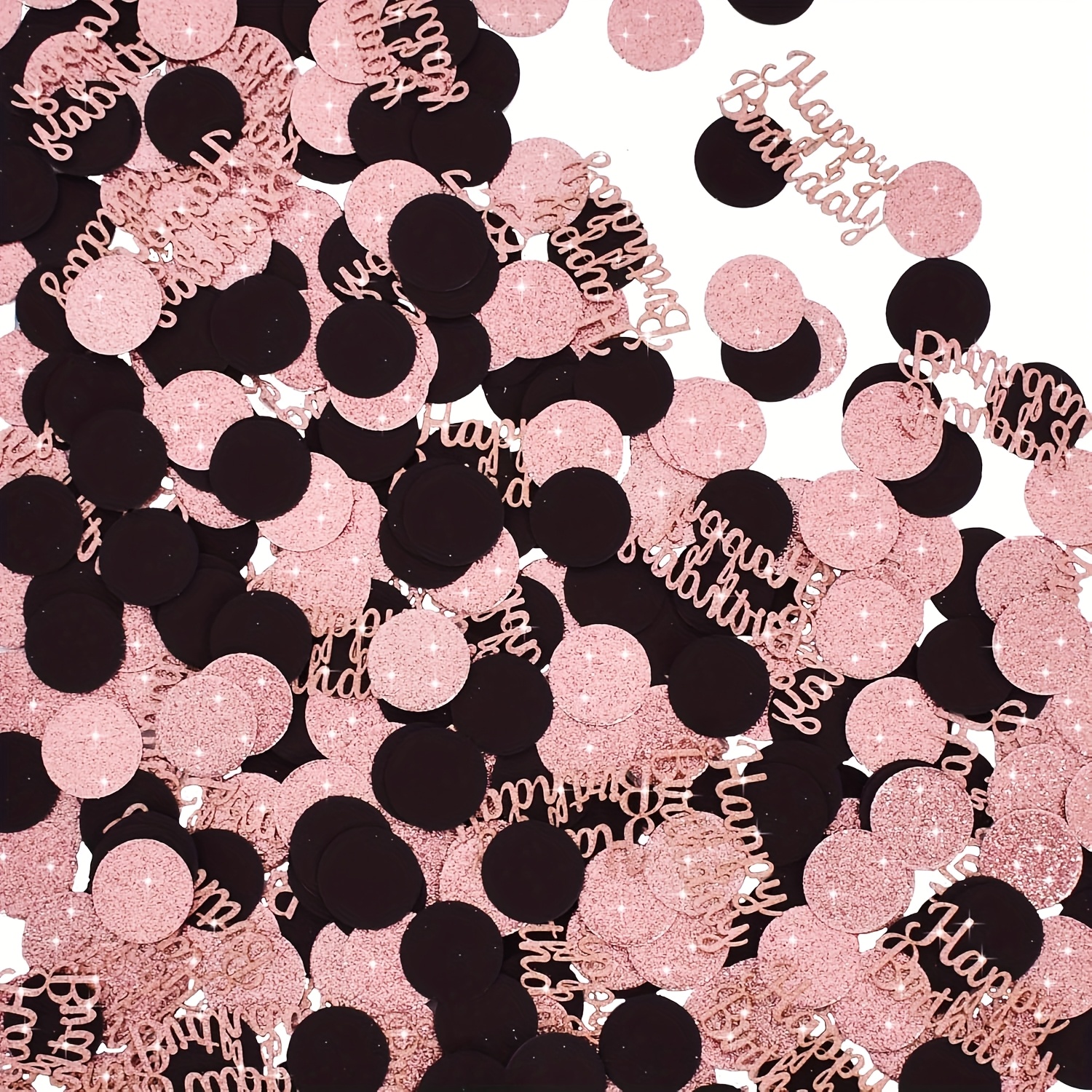 Image of 110pcs Happy Birthday Confetti - For Birthday Party, Halloween Bachelorette Party, Wedding Decoration (golden, Rose Golden, Silvery)