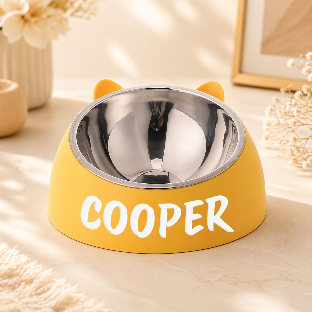 TEMU Bol Personnalisé pour Chat et Chien, bol en acier inoxydable de haute qualité sur mesure, Bol inclinable pour la protection du cou des animaux,