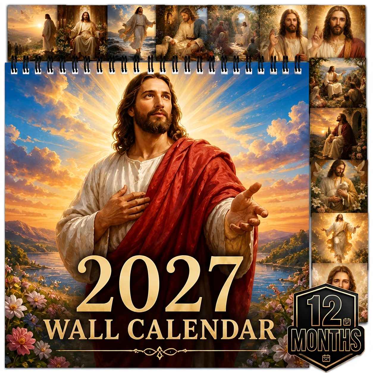 TEMU 2027 Wall Calendar, 1pc, 12-month Annual Organizer, Double Wire Spiral Binding , 8.27 X 8.27 Inches Square Hanging Calendar, With Large Blocks