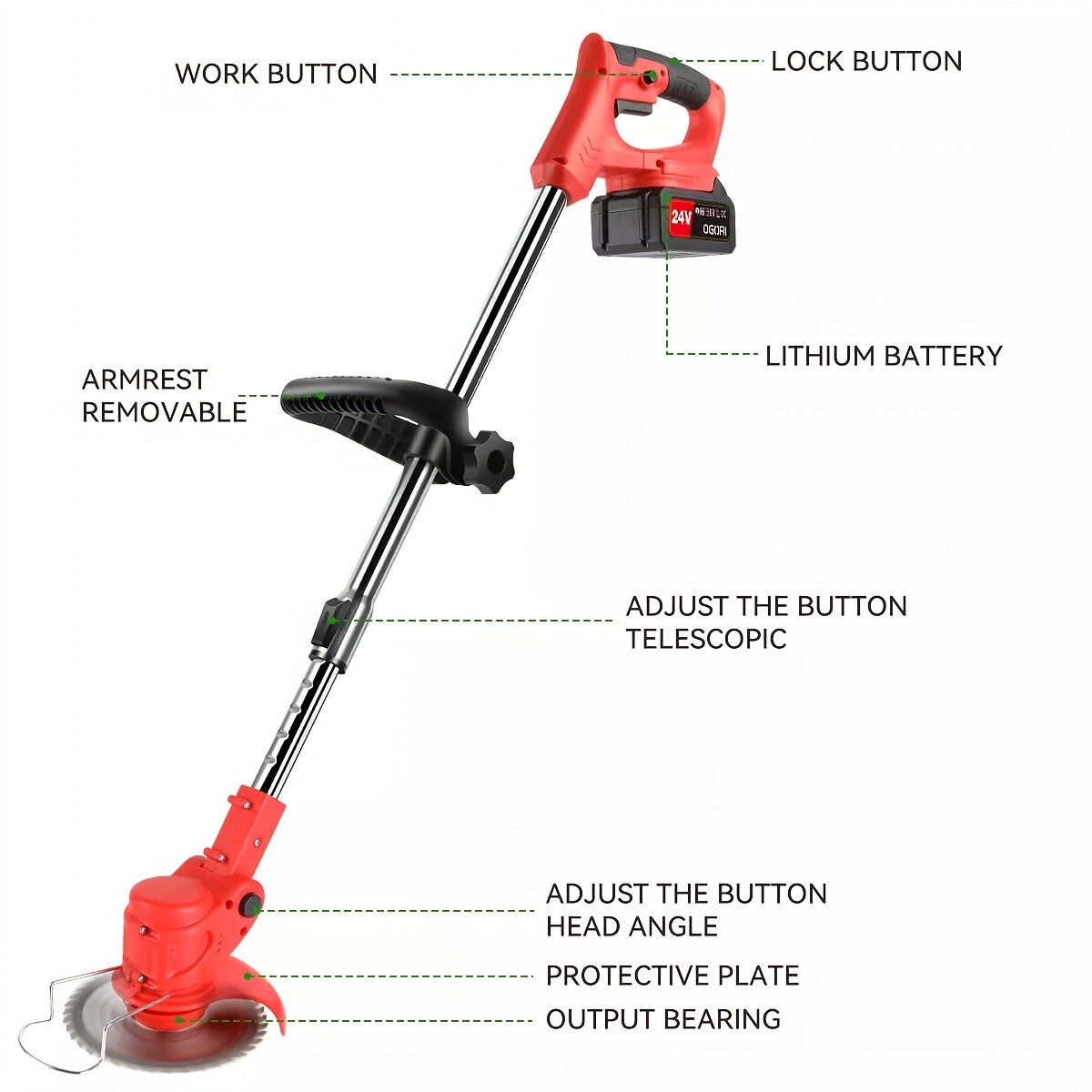 Cordless Grass Trimmer with 2 Batteries - Heavy-Duty Electric Weed Cutter, Lawn Edger & Tree Trimmer - Powerful Motor, Long Reach Shaft, Lightweight Design for Professional & Home Gardening - Compatible with 18V Batteries () - Ideal for Residential/Commercial Use, Weeder Trimmers, Outdoor Maintenance Tool, Ergonomic Handle, Durable Construction, Landscaping Professionals, Garden Edging, Compact Trimmer, Sturdy Build, Landscaping