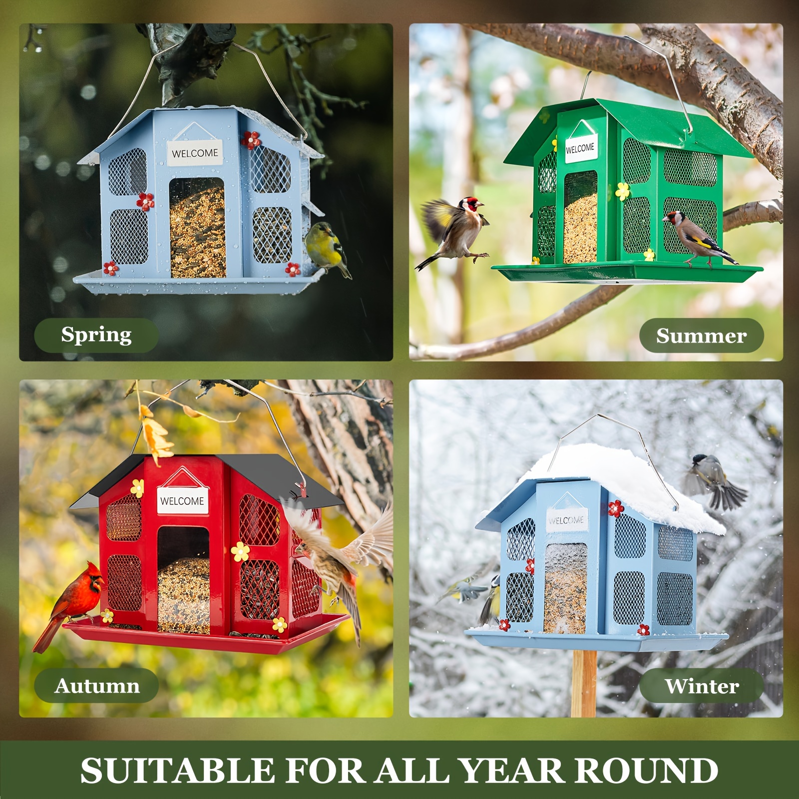 Wild Bird Feeder - Weatherproof Outdoor Hanging Feeder with Roof Durable Metal Mesh Construction 1 19770a60 8318 4305 8bc0 55068a89c21f