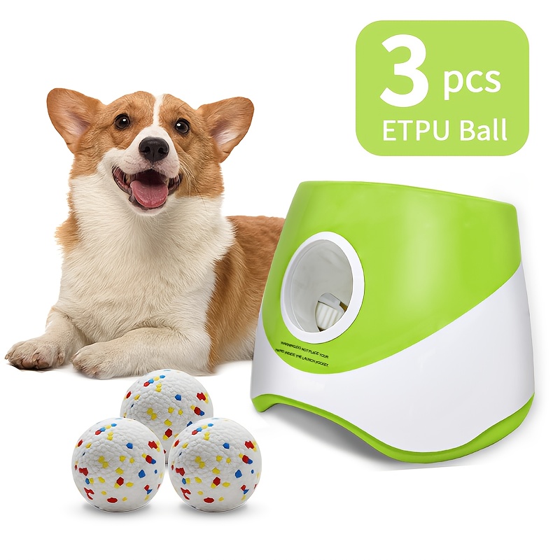 TEMU Automatic Pet Dog Ball Launcher, Indoor/outdoor Interactive Dog Toy For Fetch+ With 3 Distance(22/33/46ft), Rechargeable With 3 Etpu Durable