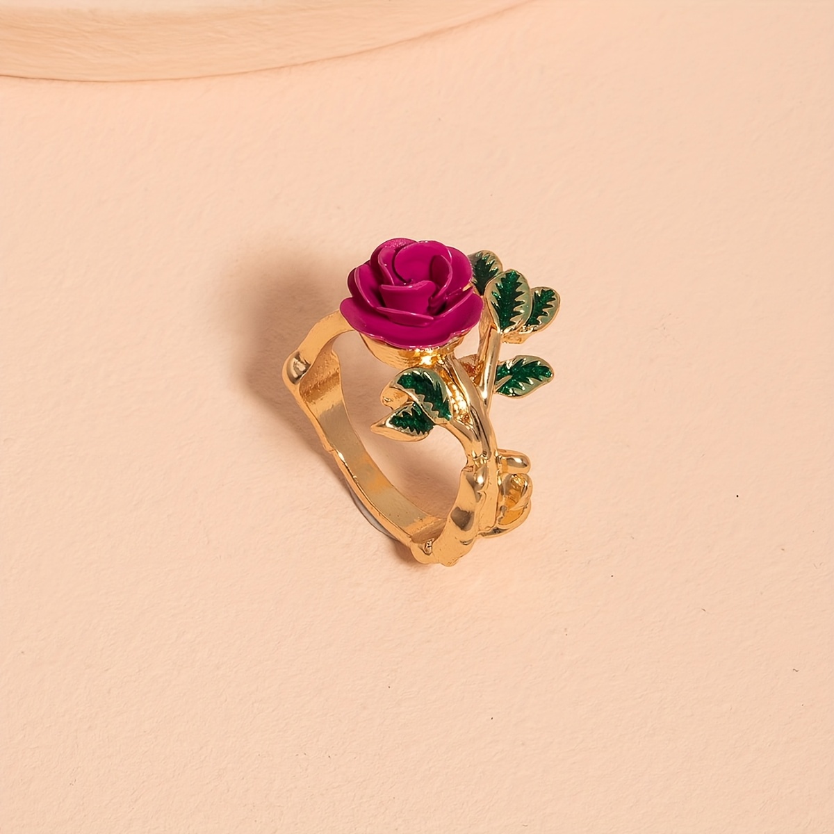 Women's Elegant Rose Flower Ring, Holiday Gift